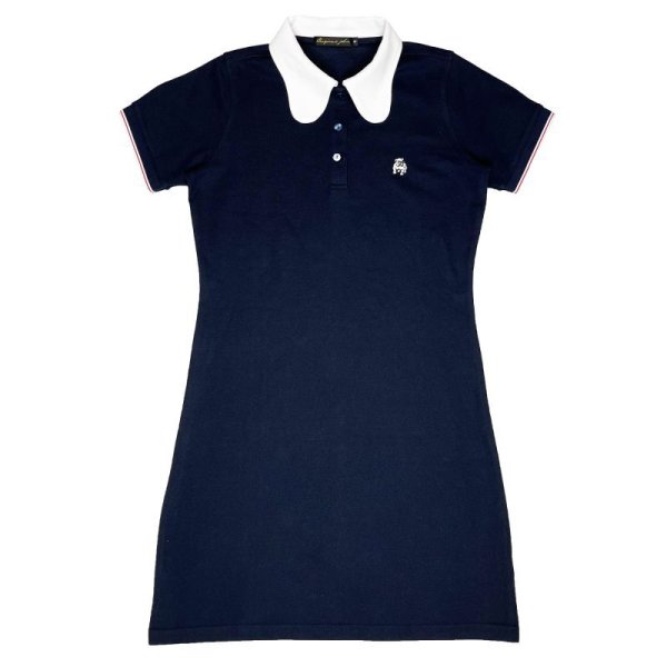 画像1: BEAGLE COLLAR POLO DRESS  NAVY