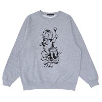 DRUMMING KITTEN RELAXING SWEAT  HEATHER GREY