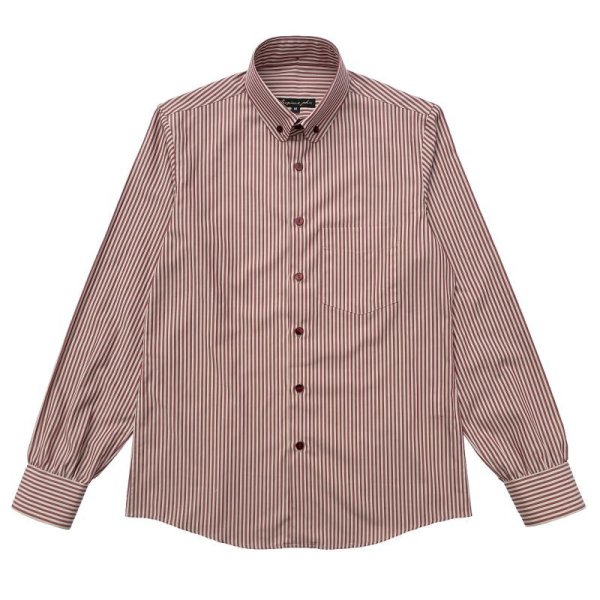 画像1: CLASSIC ROUND COLLAR B.D.SHIRTS  STRIPE WINE