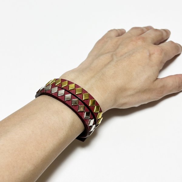 画像3: DIAMOND STUDS WRISTBAND  BURGUNDY