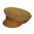 画像1: STRAW MOTORCYCLE CAP <br>BROWN (1)