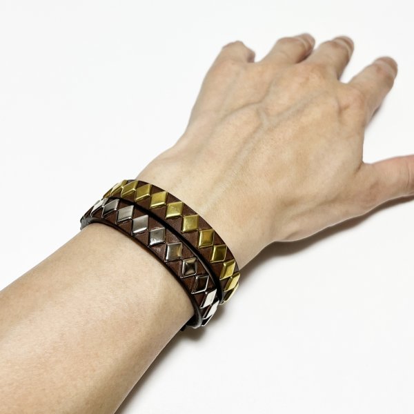 画像3: DIAMOND STUDS WRISTBAND  BROWN