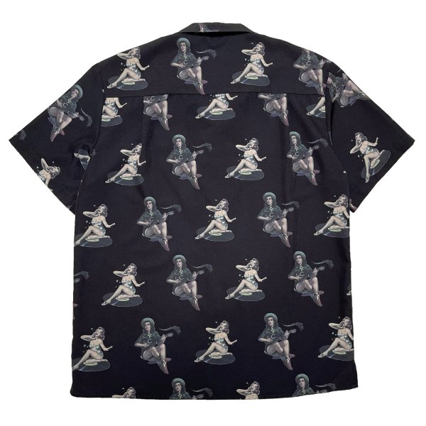 画像2: PIN-UP GIRLS S/S OPEN COLLAR SHIRTS  BLACK
