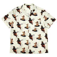 PIN-UP GIRLS S/S OPEN COLLAR SHIRTS  IVORY
