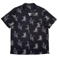 PIN-UP GIRLS S/S OPEN COLLAR SHIRTS  BLACK