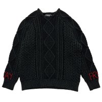 WASHED ALAN KNIT JUMPER  BLACK