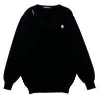 WASHABLE WOOLLY V-NECK JUMPER  BLACK