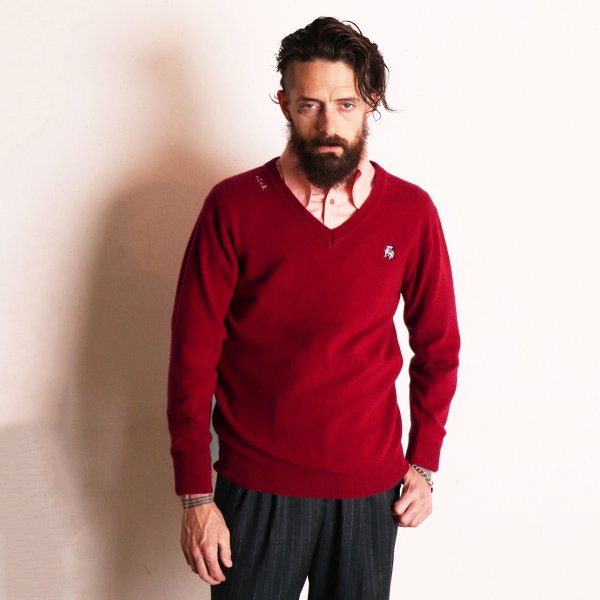 画像6: WASHABLE WOOLLY V-NECK JUMPER  RED
