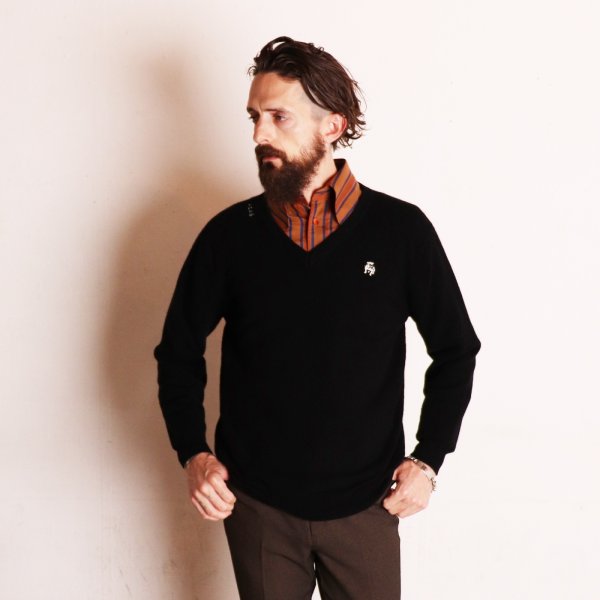 画像6: WASHABLE WOOLLY V-NECK JUMPER  BLACK