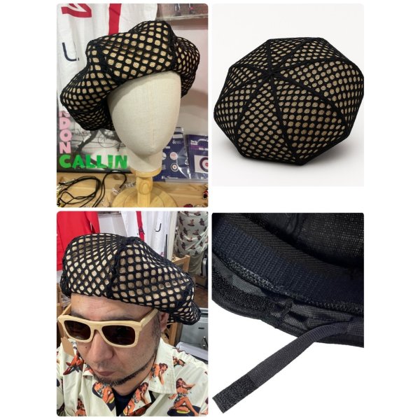画像5: COVERED JUTE 8 PANELS BIG BERET  NATURAL-NET BLK
