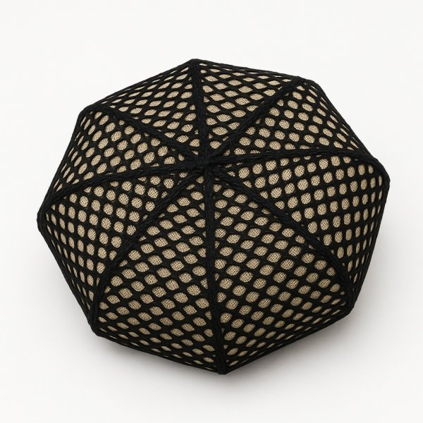 画像2: COVERED JUTE 8 PANELS BIG BERET  NATURAL-NET BLK