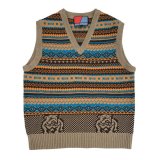 画像: FAIRISLE SLEEVELESS JUMPER  CAMEL MIX