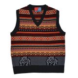 画像: FAIRISLE SLEEVELESS JUMPER  BLACK MIX