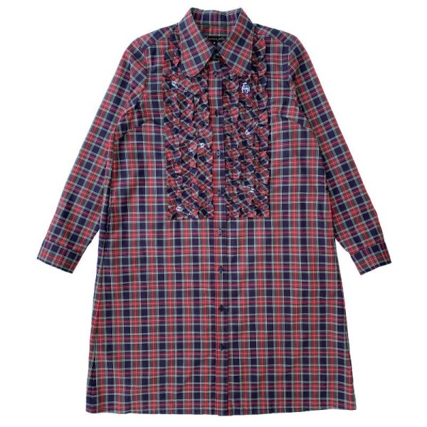 画像1: <span style="color: #ff0000;">【30%OFF】</span>FRILLED BEAGLE SHIRTS DRESS <BR>NAVY TARTAN (1)