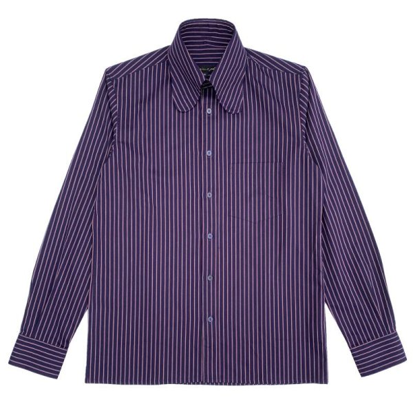 画像1: BEAGLE COLLAR SHIRTS <BR>STRIPE NAVY (1)