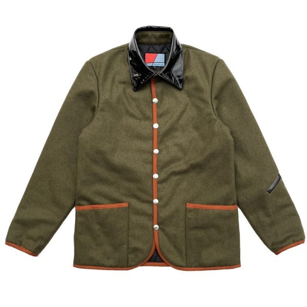 画像1: <span style="color: #ff0000;">【30%OFF】</span>ENAMEL COLLARED QUILTING JACKET<BR>OLIVE (1)