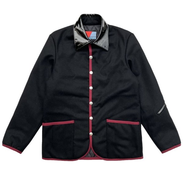 画像1: ENAMEL COLLARED QUILTING JACKET<BR>BLACK (1)