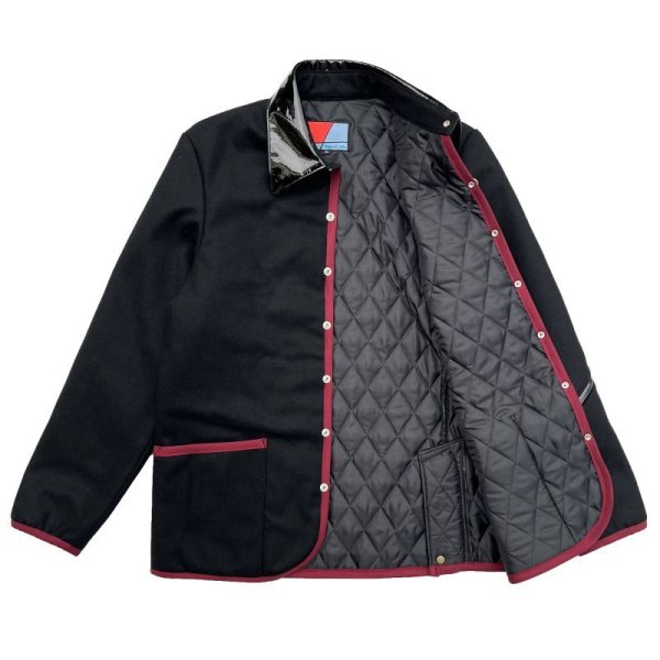 画像2: ENAMEL COLLARED QUILTING JACKET<BR>BLACK (2)