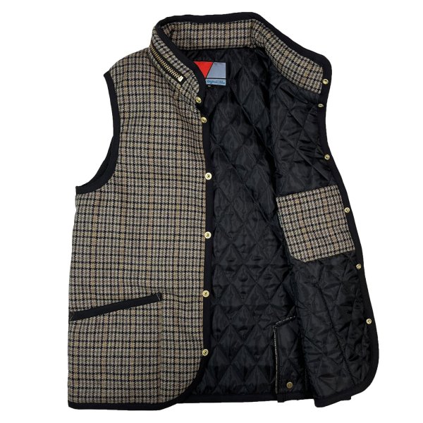 画像2: TWEED×QUILTING GILET <BR>BROWN-BLACK (2)