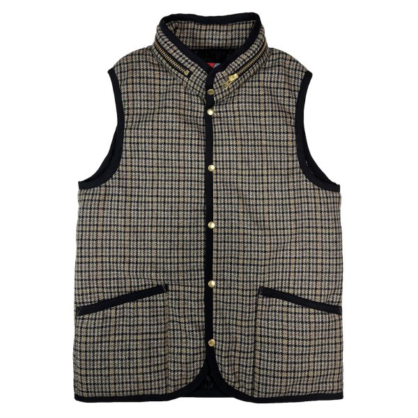 画像1: TWEED×QUILTING GILET <BR>BROWN-BLACK (1)