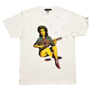 画像: T-STENCILED PIN UP GIRL  IVORY GUITAR