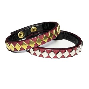 画像: DIAMOND STUDS WRISTBAND  BURGUNDY
