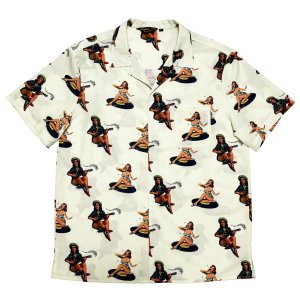 画像: PIN-UP GIRLS S/S OPEN COLLAR SHIRTS  IVORY