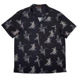 画像: PIN-UP GIRLS S/S OPEN COLLAR SHIRTS  BLACK