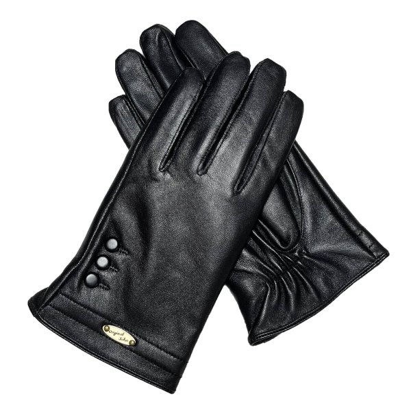 画像1: BUTTONS LEATHER GLOVES <br>BLACK (1)